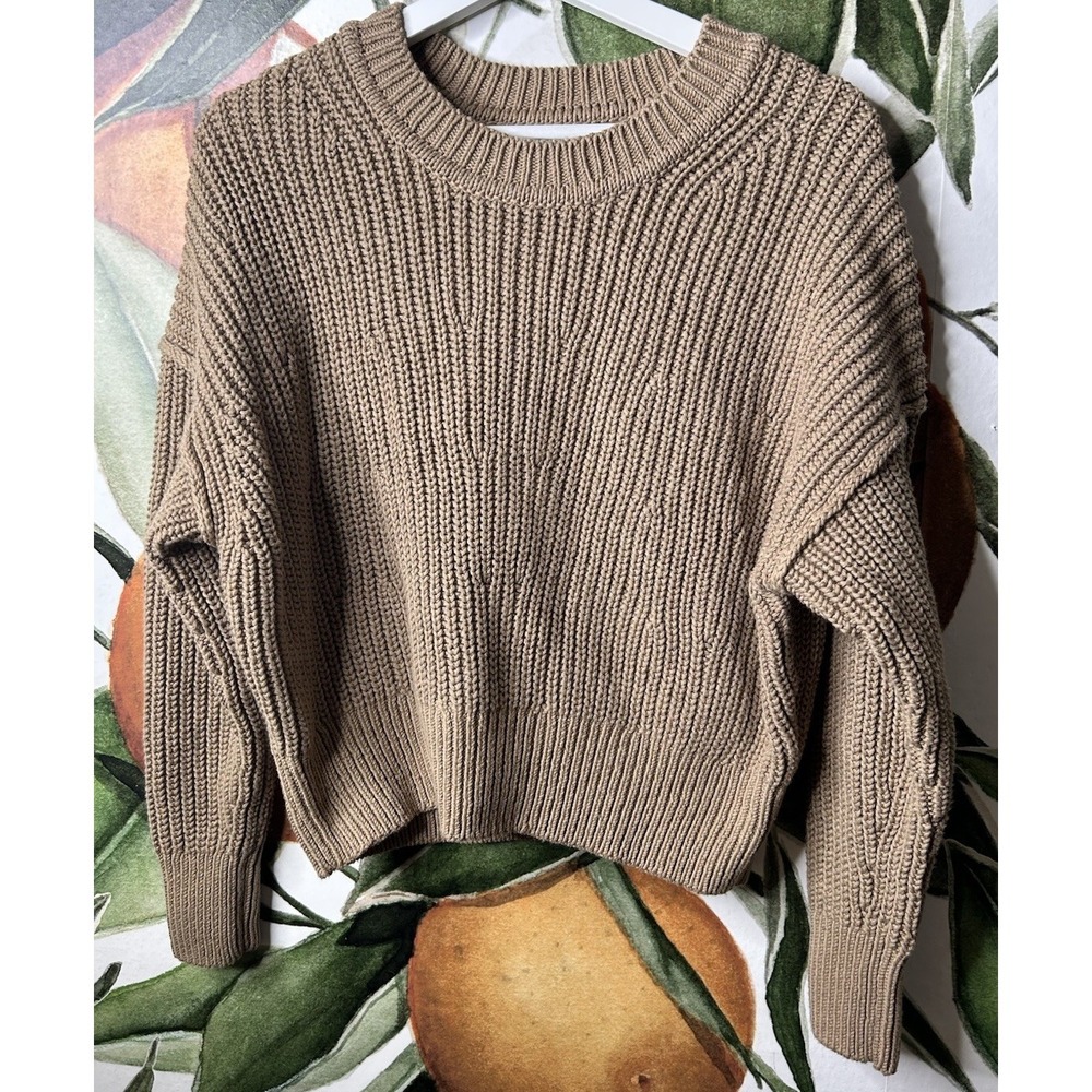 Banana Republic Small Tan Organic Cotton Pullover Sweater Crewneck